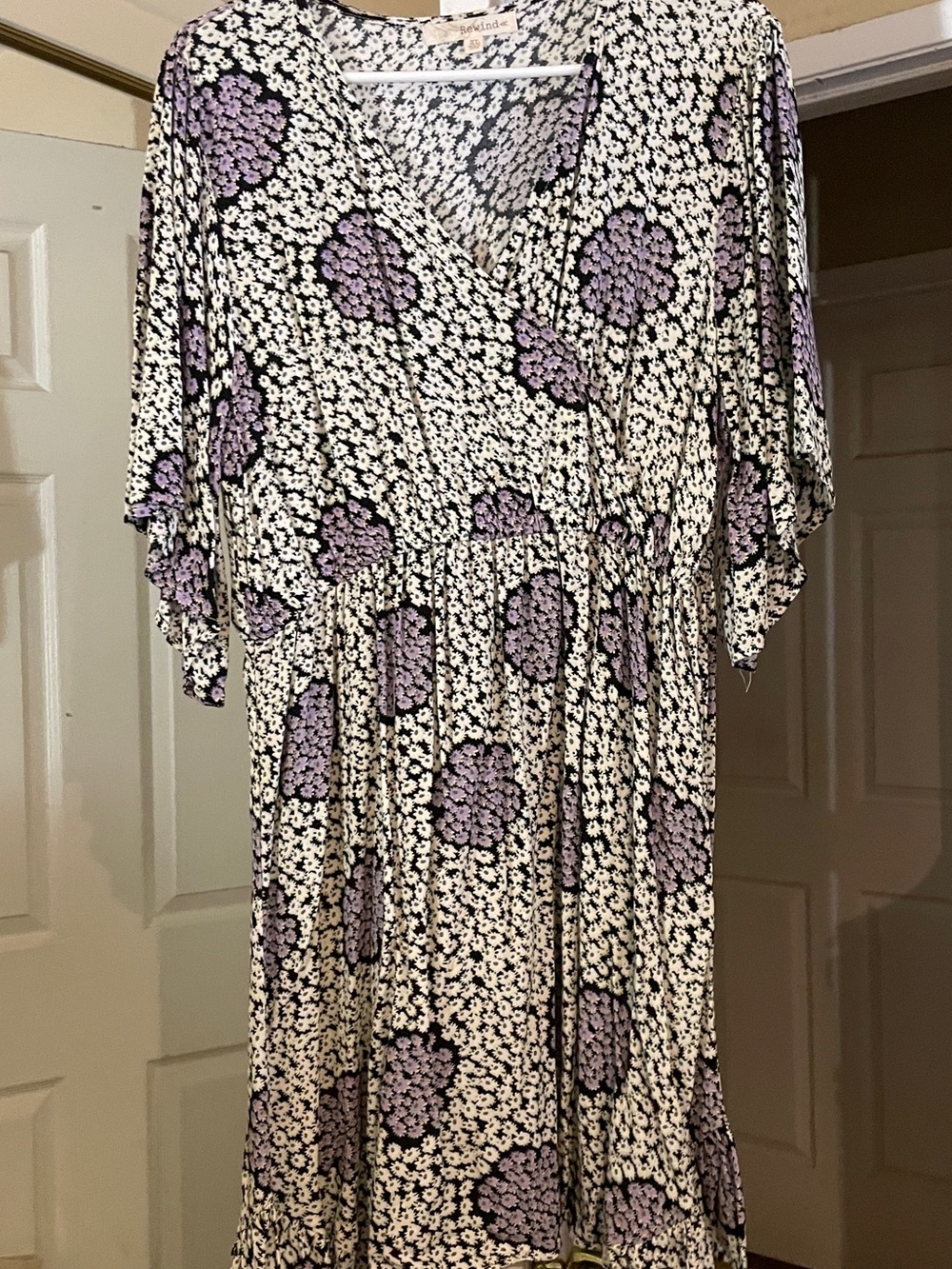 Rewind Lavender & Cream Floral Wrap Midi Dress